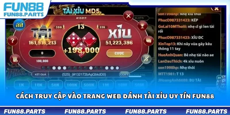 Cách truy cập vào trang web đánh tài xỉu uy tín Fun88